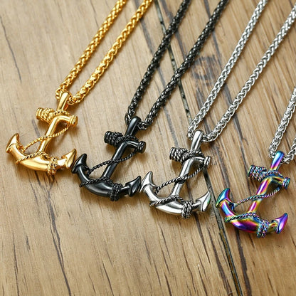 Metal Town Sea Anchor Pendants With Stainless Steel Chain necklace