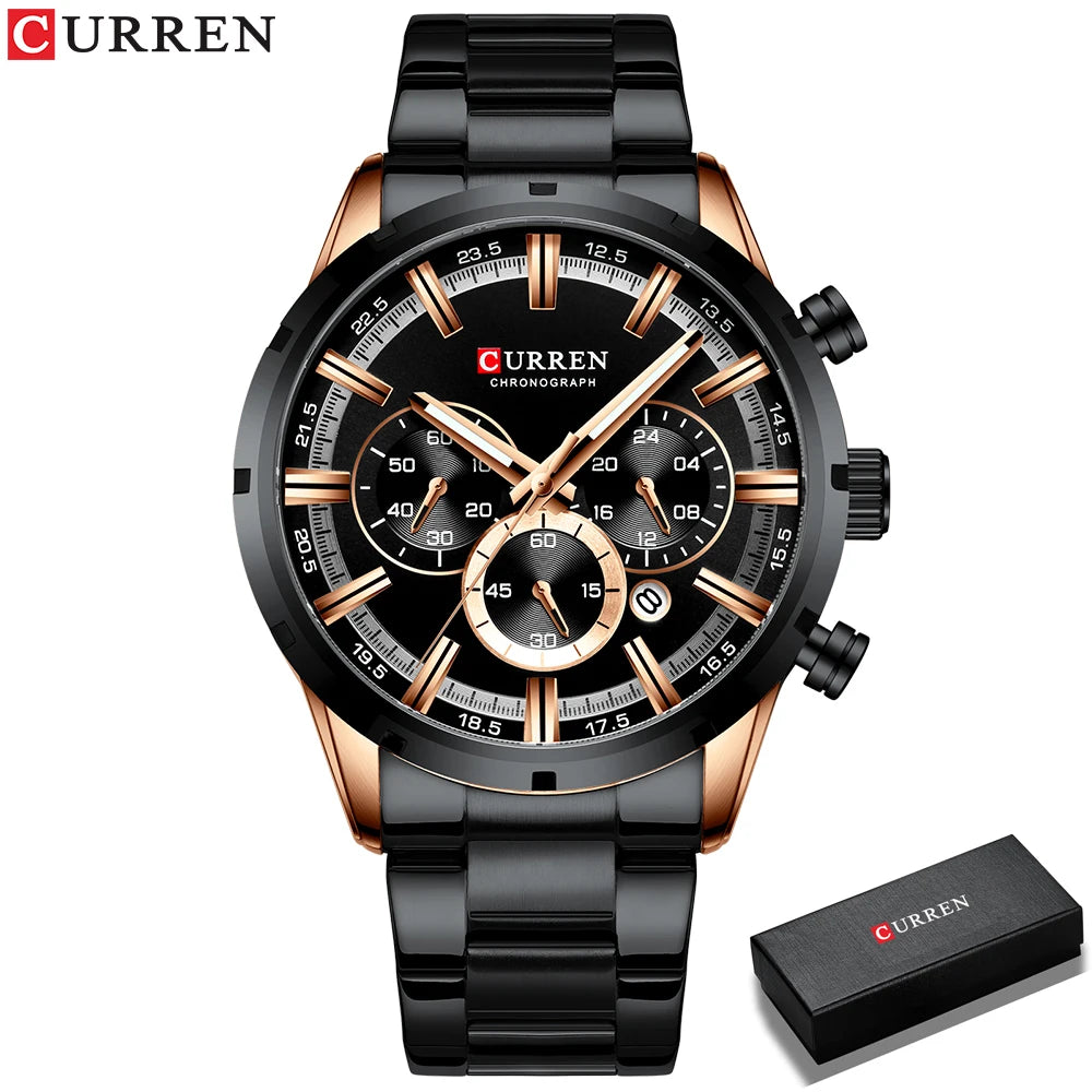 CURREN - Relogio Masculino luxurious Chronograph Wrist Watch, Quartz Clockwork And Waterproof