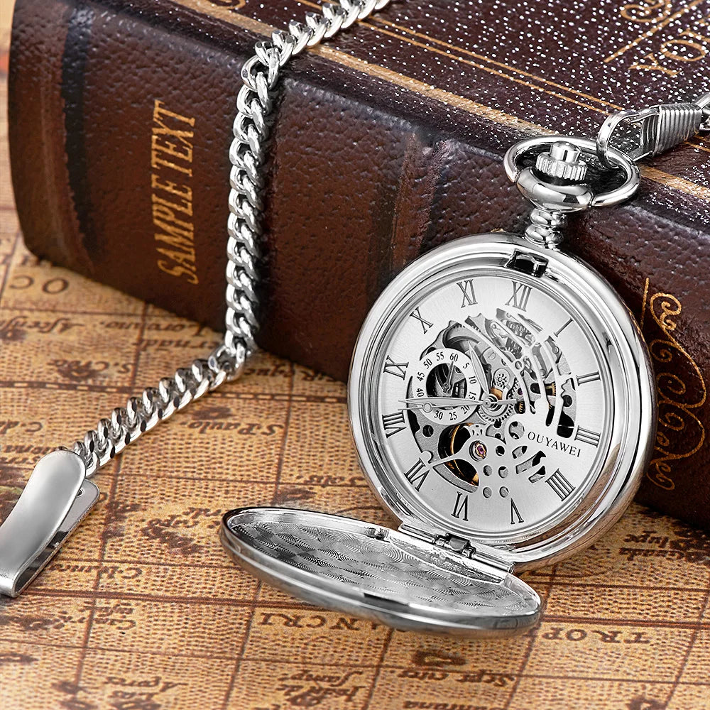 Ohsen Luxury Mechanical Hand Winding Skeleton Pocket Watch