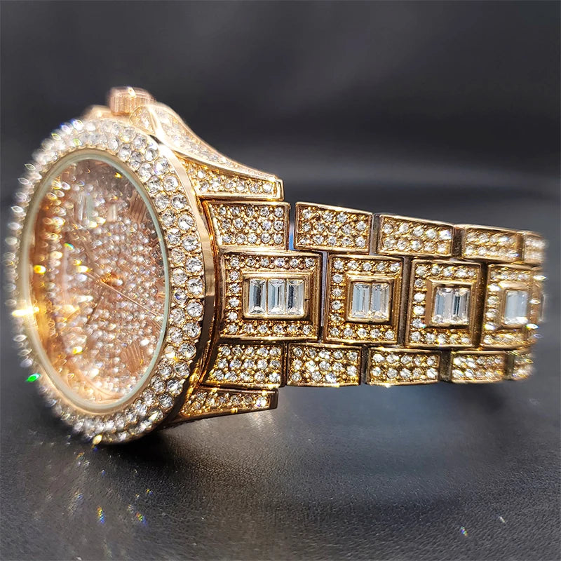 MISSFOX Luxury Gold Designer Diamond Watch - Iced Out Quartz Watch