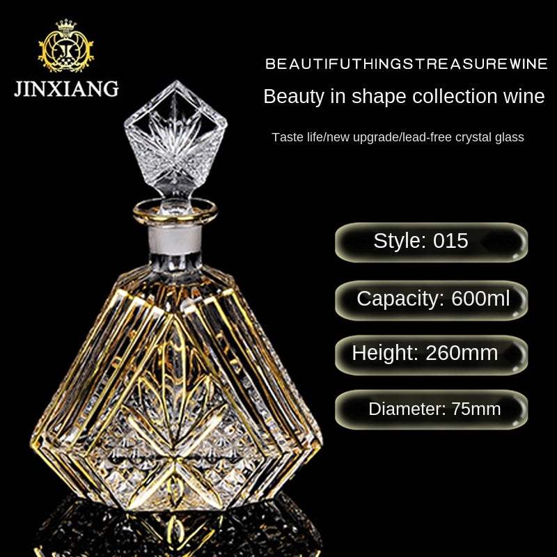 Crystal Glass Red Wine Decanter Foreign Wine jug Drawing Gold line Whisky Bottle liquor Dispenser wine jug