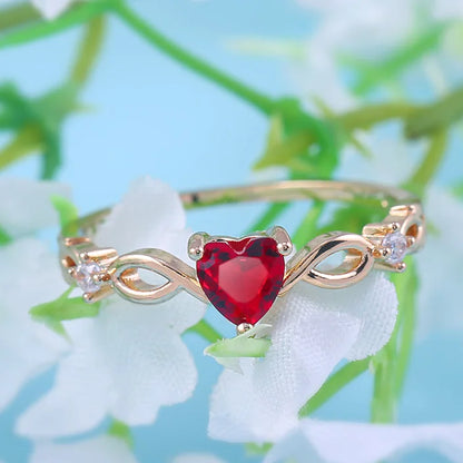 Huitan Simple Heart With Zircon Stone Ring