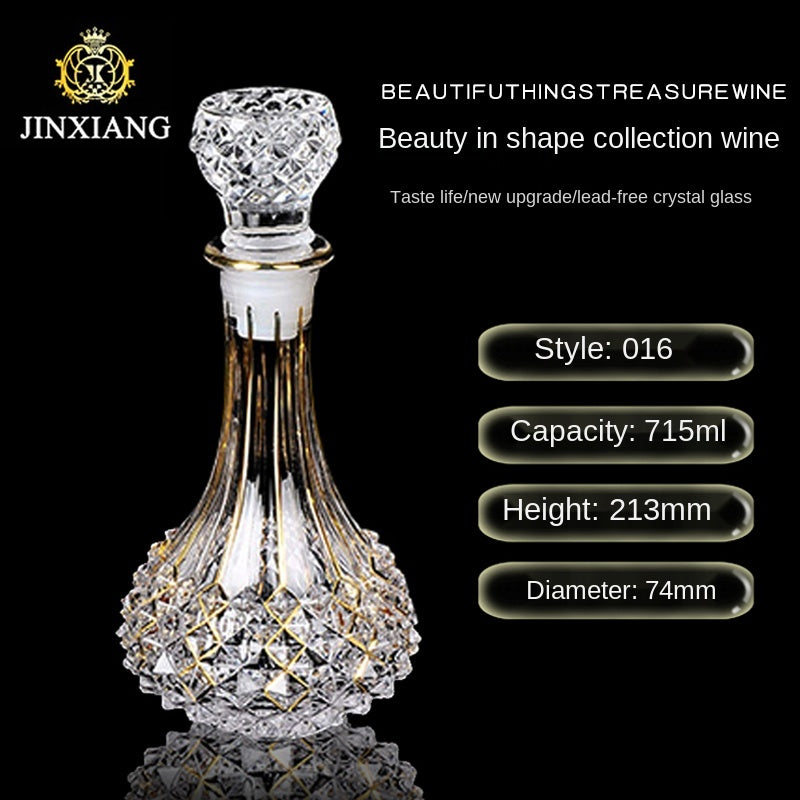 Crystal Glass Red Wine Decanter Foreign Wine jug Drawing Gold line Whisky Bottle liquor Dispenser wine jug