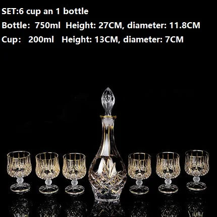 Luxurious high quality Crystal glass Decanter + 6 cups