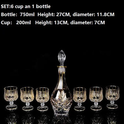 Luxurious high quality Crystal glass Decanter + 6 cups