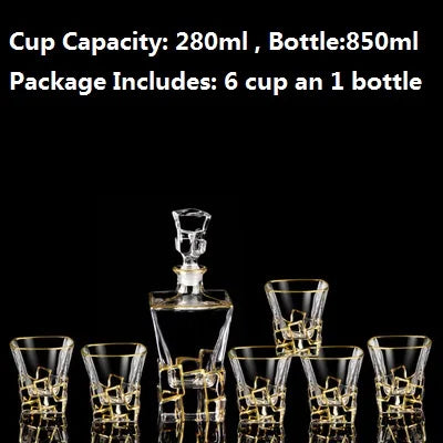 Luxurious high quality Crystal glass Decanter + 6 cups