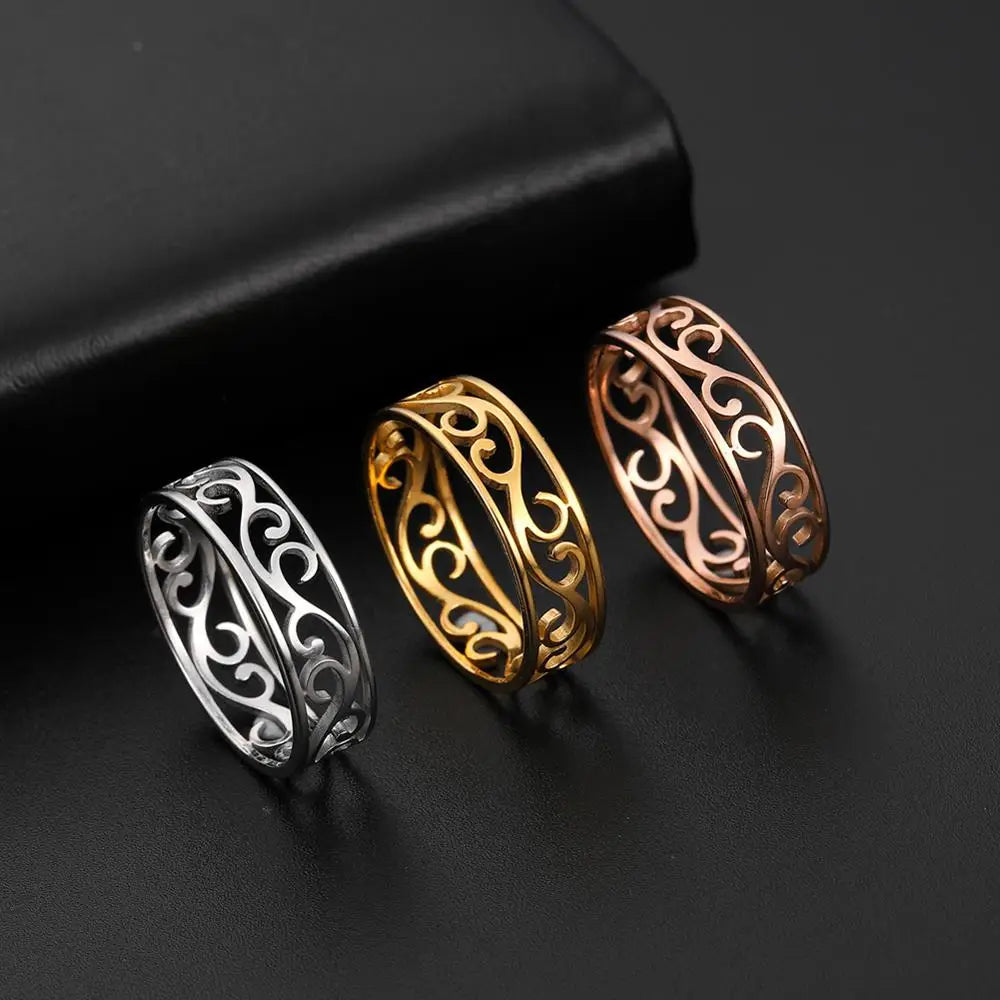 Skyrim Elegant Cutout Filigree Stainless Steel Ring