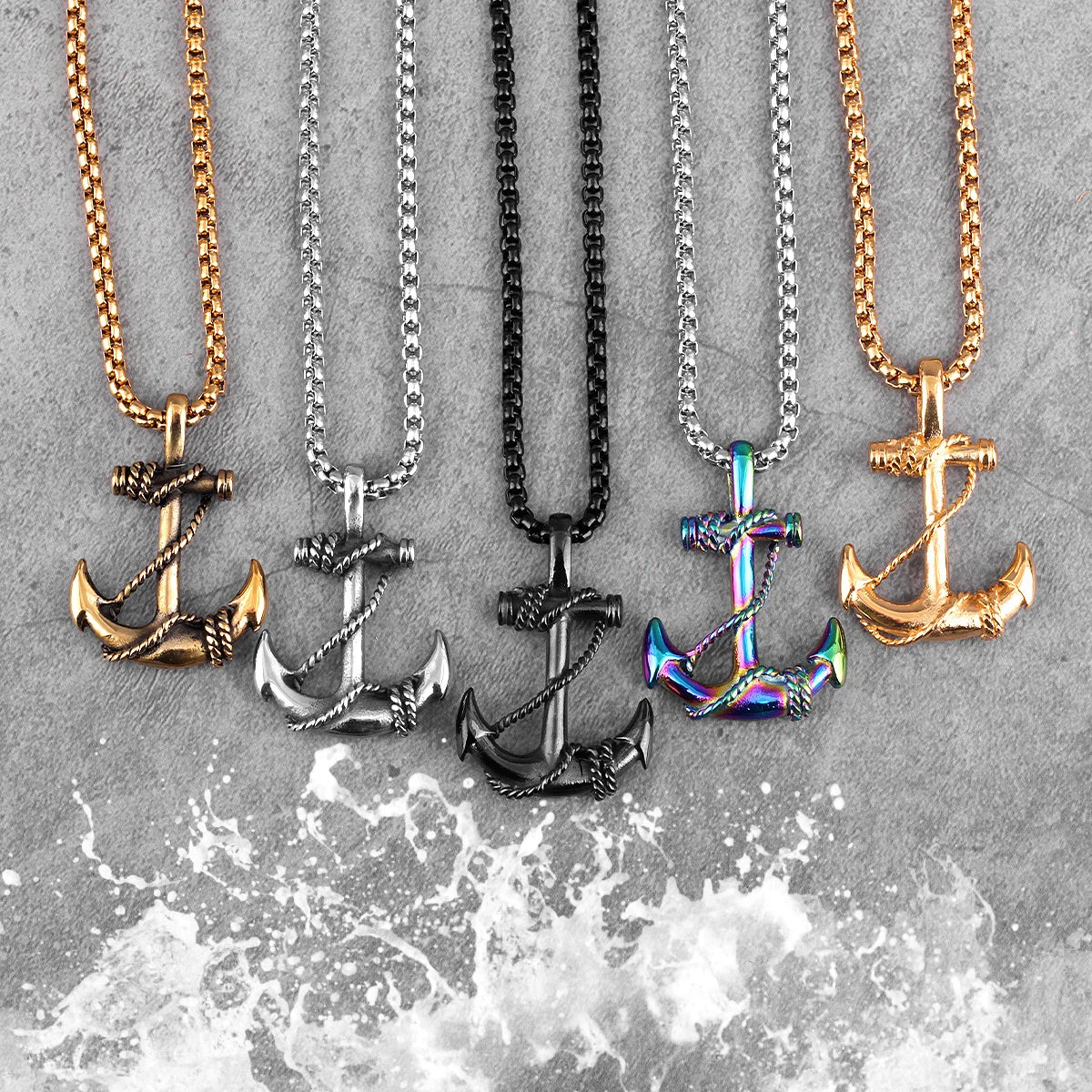 Metal Town Sea Anchor Pendants With Stainless Steel Chain necklace