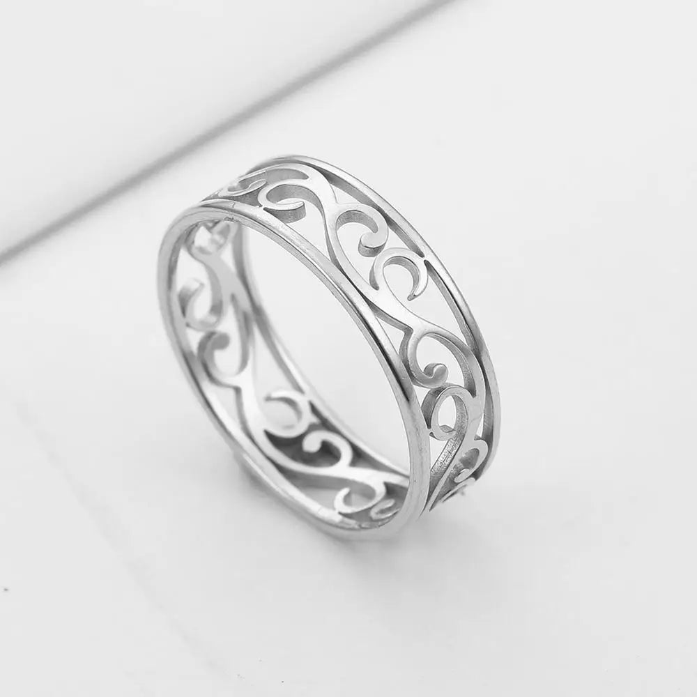 Skyrim Elegant Cutout Filigree Stainless Steel Ring