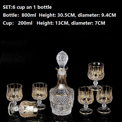 Luxurious high quality Crystal glass Decanter + 6 cups