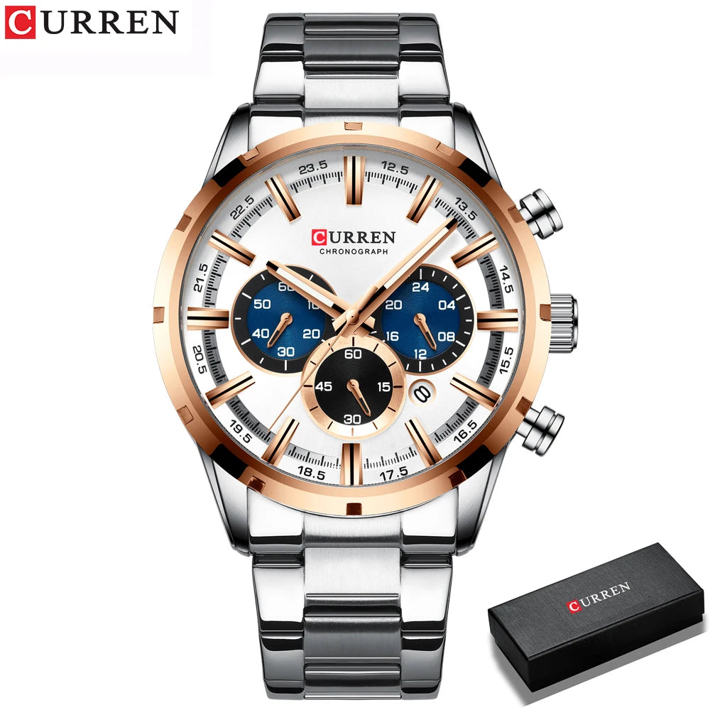 CURREN - Relogio Masculino luxurious Chronograph Wrist Watch, Quartz Clockwork And Waterproof