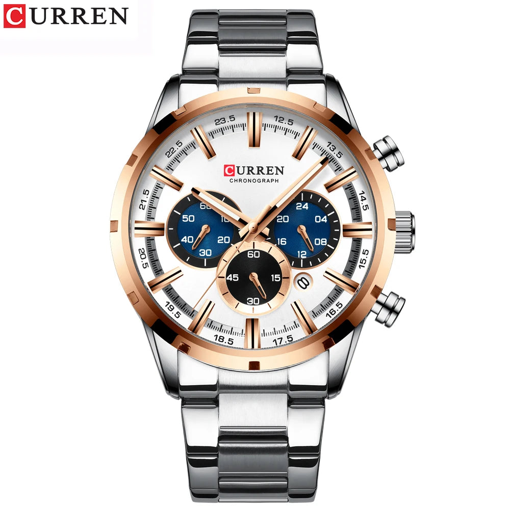 CURREN - Relogio Masculino luxurious Chronograph Wrist Watch, Quartz Clockwork And Waterproof