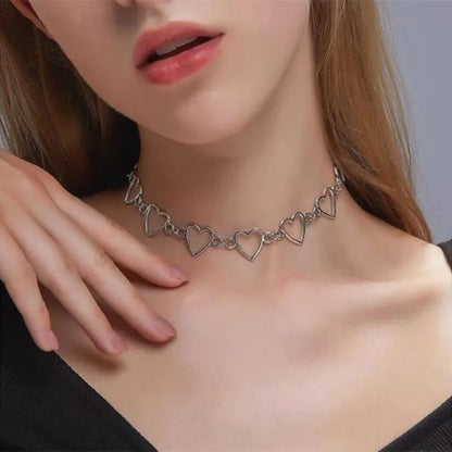 Korean Hollow Sweet Love Heart Choker Necklace