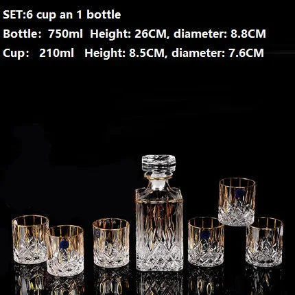 Luxurious high quality Crystal glass Decanter + 6 cups