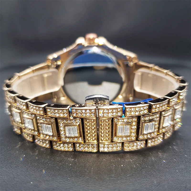 MISSFOX Luxury Gold Designer Diamond Watch - Iced Out Quartz Watch