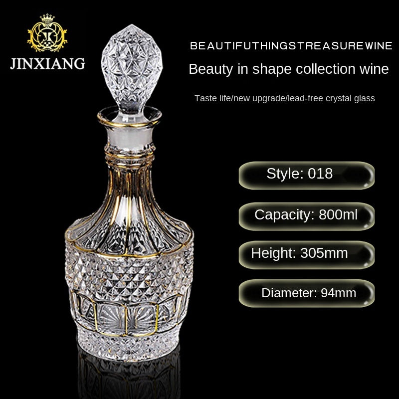 Crystal Glass Red Wine Decanter Foreign Wine jug Drawing Gold line Whisky Bottle liquor Dispenser wine jug