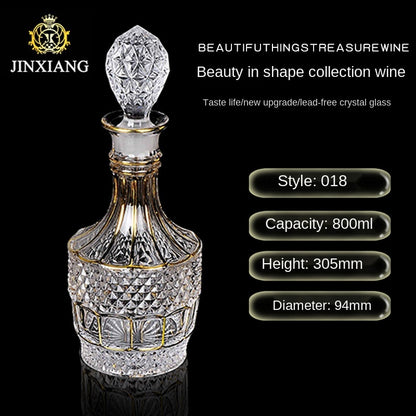 Crystal Glass Red Wine Decanter Foreign Wine jug Drawing Gold line Whisky Bottle liquor Dispenser wine jug