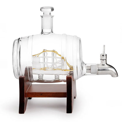 Luxurious Barrel Shape Glass Decanter 1000ml Capacity