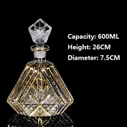 Crystal Glass Red Wine Decanter Foreign Wine jug Drawing Gold line Whisky Bottle liquor Dispenser wine jug