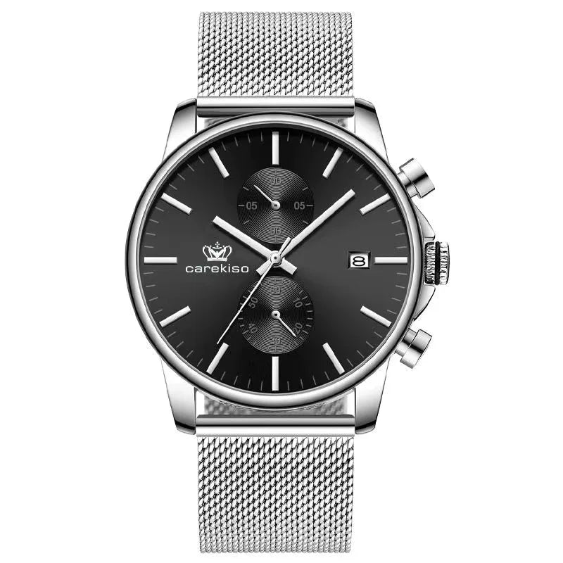 POEDAGAR Luxury Stainless Steel Quartz Watch - Waterproof, Luminous, Date And Box