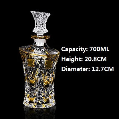 Crystal Glass Red Wine Decanter Foreign Wine jug Drawing Gold line Whisky Bottle liquor Dispenser wine jug