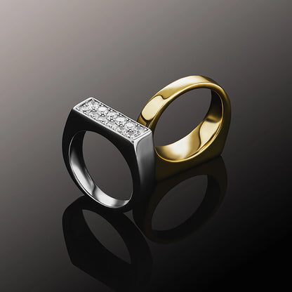 TOPGRILLZ High Quality Iced Out Cubic Zirconia Gold & Silver Colour Ring