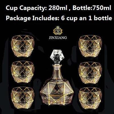 Luxurious high quality Crystal glass Decanter + 6 cups