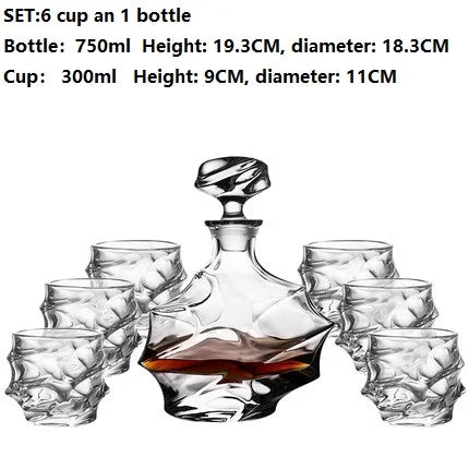 Luxurious high quality Crystal glass Decanter + 6 cups