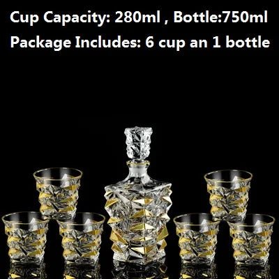 Luxurious high quality Crystal glass Decanter + 6 cups