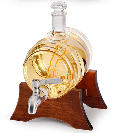 Luxurious Barrel Shape Glass Decanter 1000ml Capacity