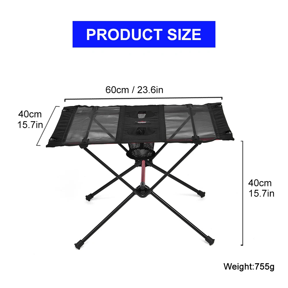 Widesea Outdoor Lightweight Mesh Folding Table With Cupholder