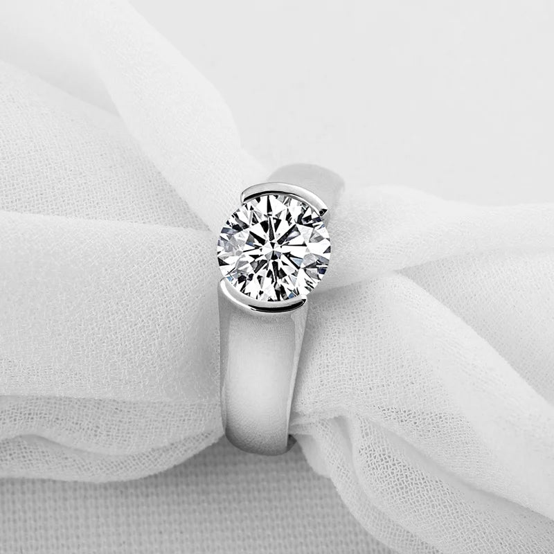 Anziw S925 Silver & 18K Gold Plated 2 Carat Moissanite Ring