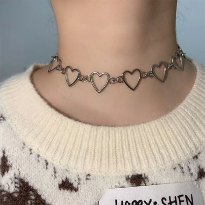 Korean Hollow Sweet Love Heart Choker Necklace