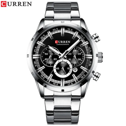 Curren Luxury style Stainless Steel Quartz Watch - Waterproof, Luminous, Date And Box