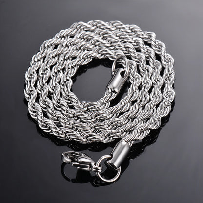 1 piece Steel Color Width 2mm/2.5mm/3mm/4mm/5mm/6mm Rope Chain Necklace/Bracelet For Men & Women