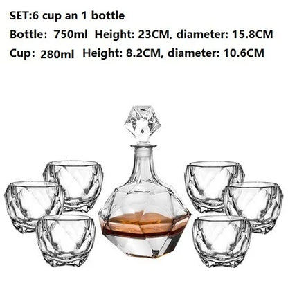 Luxurious high quality Crystal glass Decanter + 6 cups