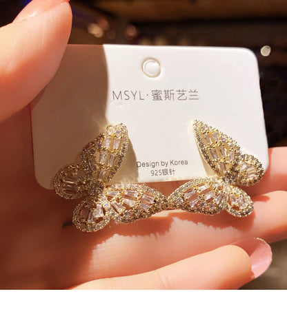 YCQZK Iced Out Butterfly Zircon Earrings