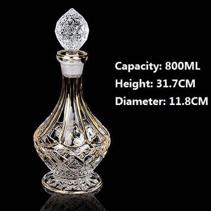 Crystal Glass Red Wine Decanter Foreign Wine jug Drawing Gold line Whisky Bottle liquor Dispenser wine jug