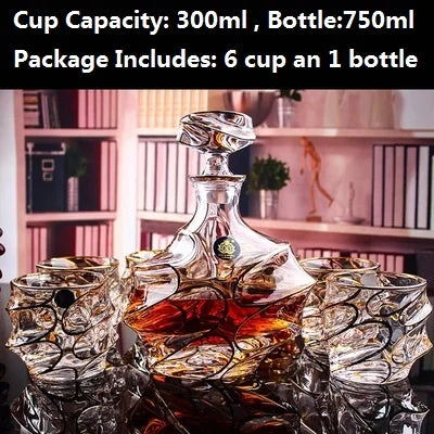 Luxurious high quality Crystal glass Decanter + 6 cups