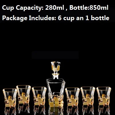 Luxurious high quality Crystal glass Decanter + 6 cups