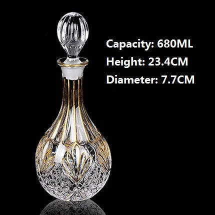 Crystal Glass Red Wine Decanter Foreign Wine jug Drawing Gold line Whisky Bottle liquor Dispenser wine jug