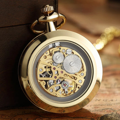 Gorben Luxurious Vintage Mechanical Skeleton Pocket Watches In Gold, Silver, Black & Mixed Colours