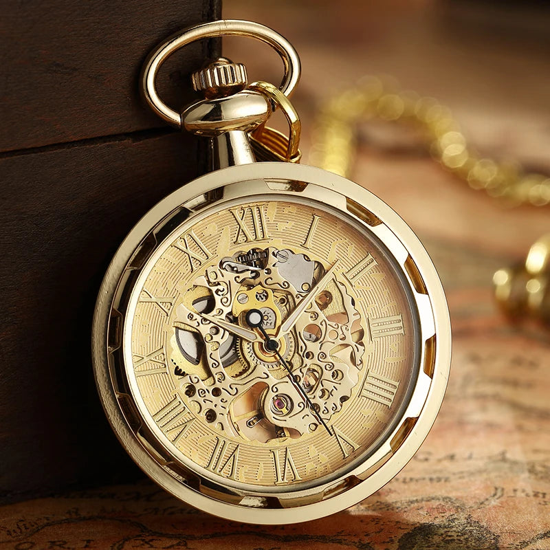 Gorben Luxurious Vintage Mechanical Skeleton Pocket Watches In Gold, Silver, Black & Mixed Colours