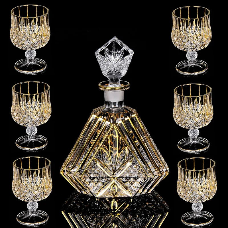 Luxurious high quality Crystal glass Decanter + 6 cups