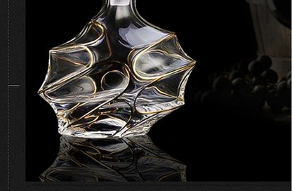 Crystal Glass Red Wine Decanter Foreign Wine jug Drawing Gold line Whisky Bottle liquor Dispenser wine jug