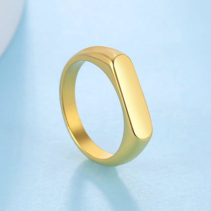 Compact Stainless Steel Signet Ring In Gold & Silver