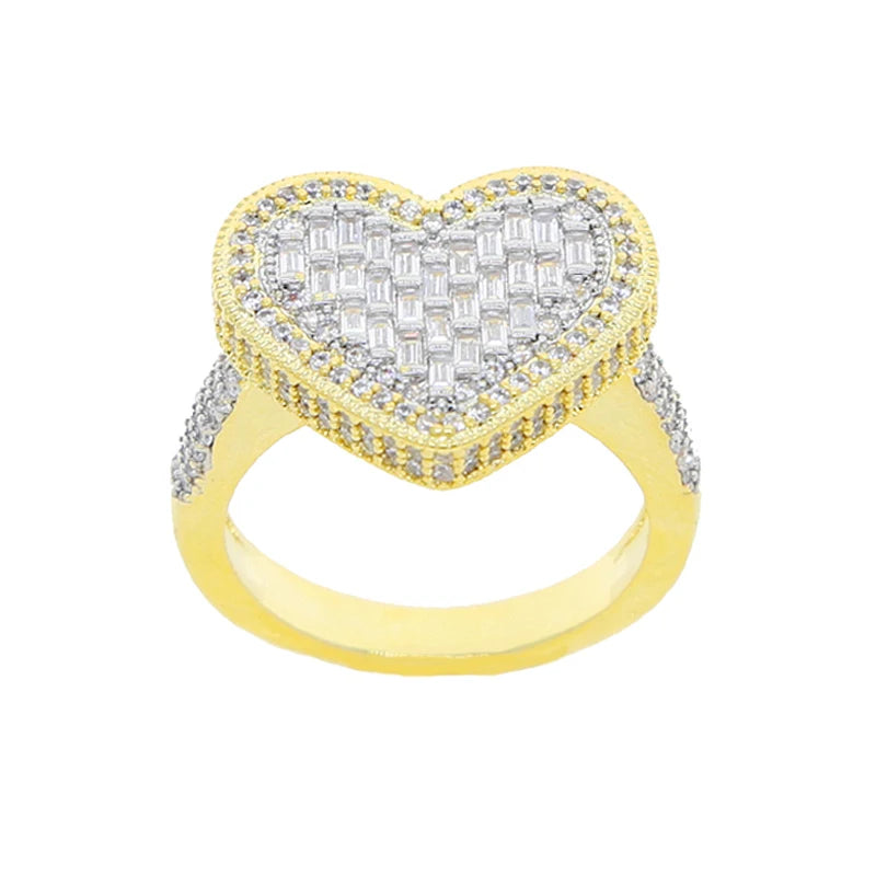 IDOWAITTING Different Variety Iced Out Heart Ring Micro Paved Cubic Zirconia & S925 Silver Rings