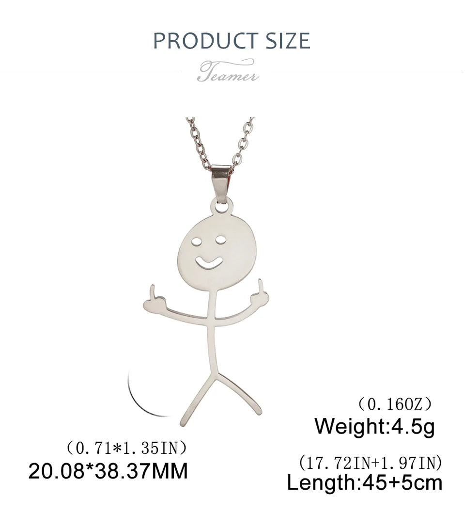 Teamer Multiple Style Middle Finger Stickman Pedant Necklace