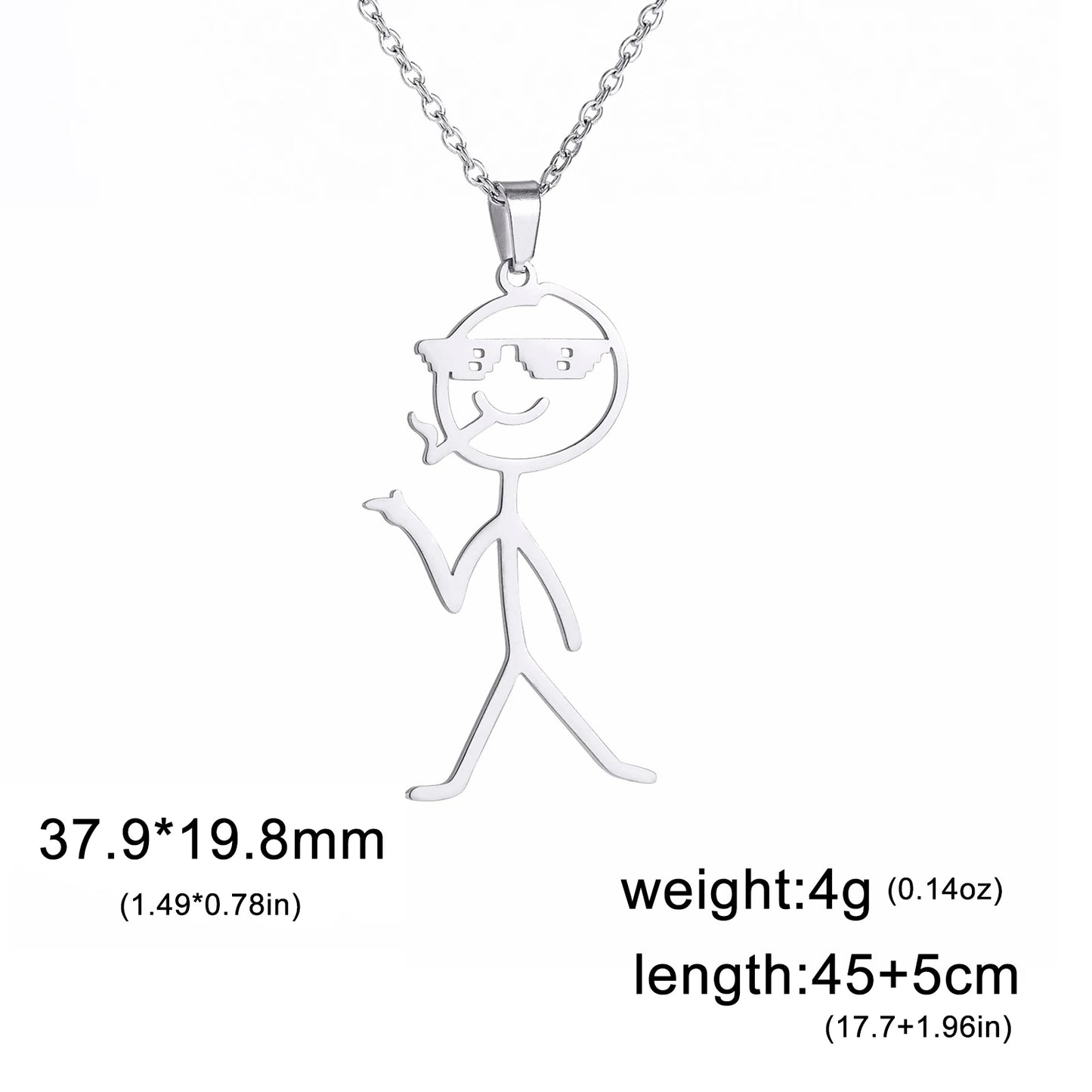 Teamer Multiple Style Middle Finger Stickman Pedant Necklace