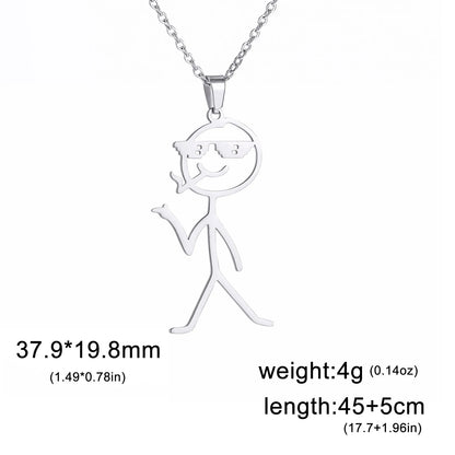 Teamer Multiple Style Middle Finger Stickman Pedant Necklace